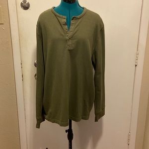 Men’s Long Sleeve Thermal Army Green Henley. XL GOODFELLOW & CO